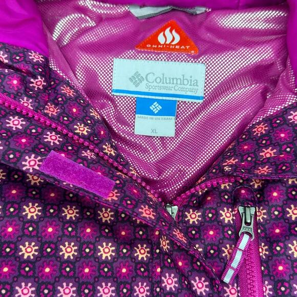 Columbia Girls Magic Mile Jacket Winter Rain Coat Omni Heat Tech XL Pink Purple - Picture 7 of 7
